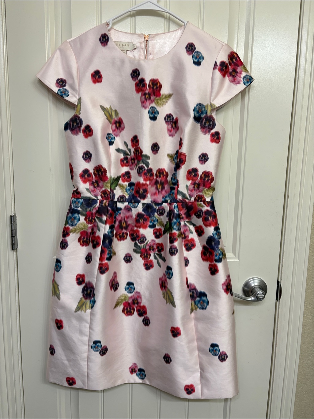 Ted Baker London Pink Floral Satin Fit & Flare Dress